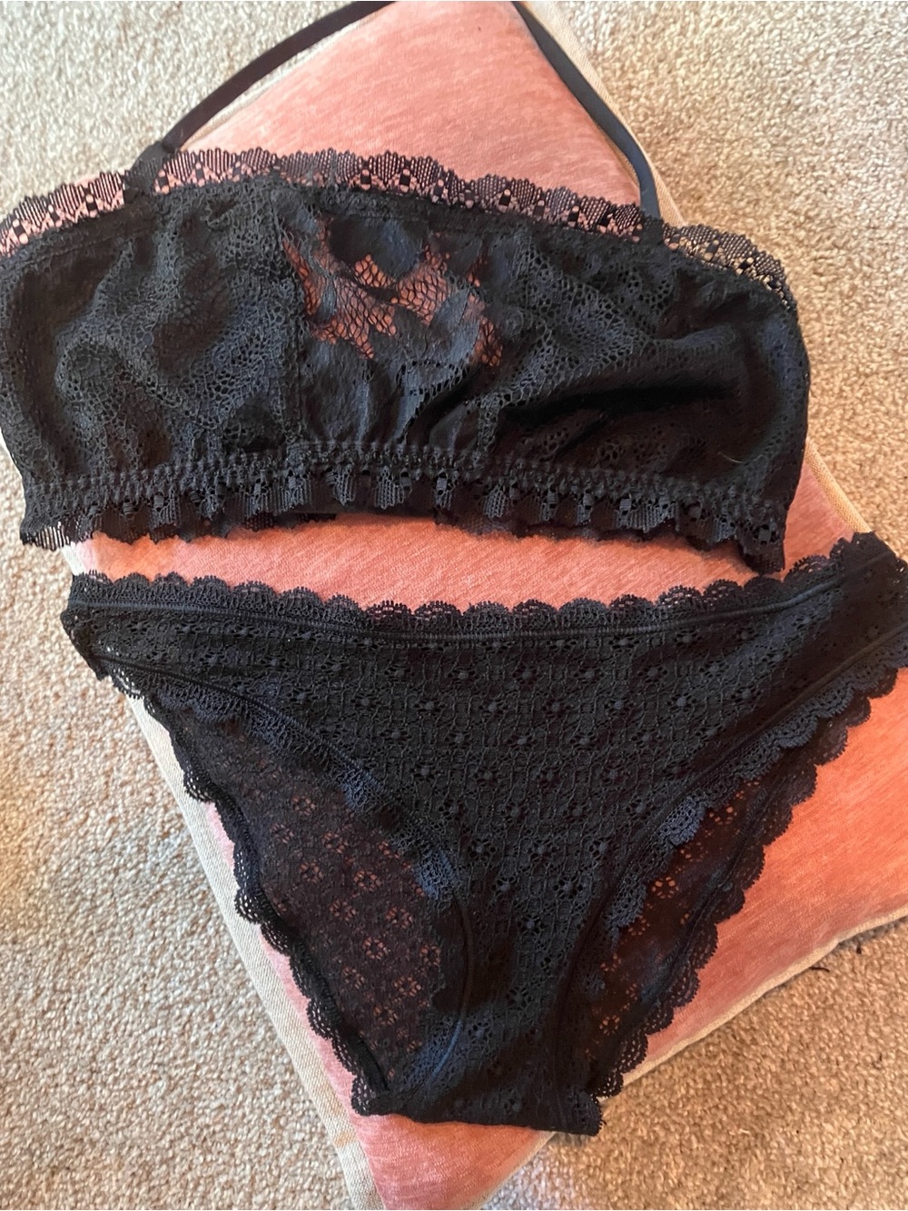 Victoria's Secret Black Lace Bralette & Bikini Brief Set